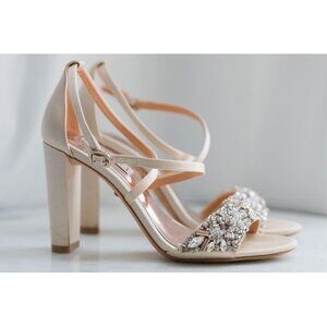 Ivory Badgley Mischka Block Heel Wedding Shoes